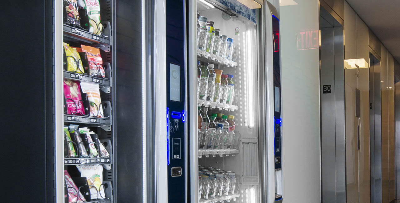 Vending machines with healthy snacks and beverages 